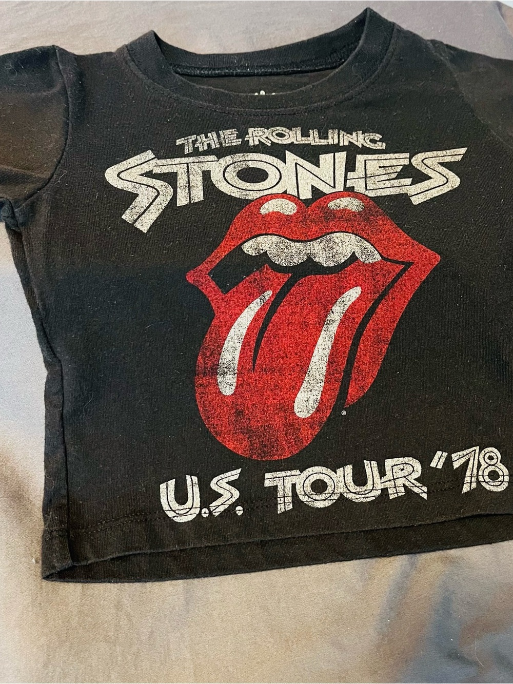 Kids Black Rolling Stones Tongue Graphic Tee